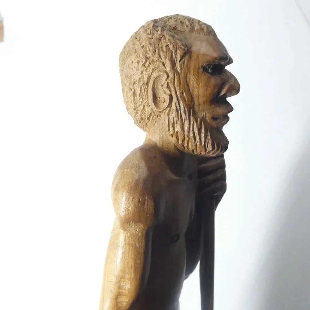 Carved Wooden Statue Hunter Warrior Man w/ Spear 17